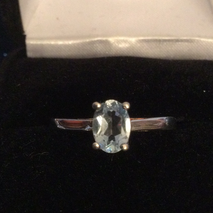 Romantic Princess Style Genuine Blue Topaz Ring